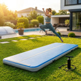 Inflatable gymnastics mat available in various sizes, made from durable PVC