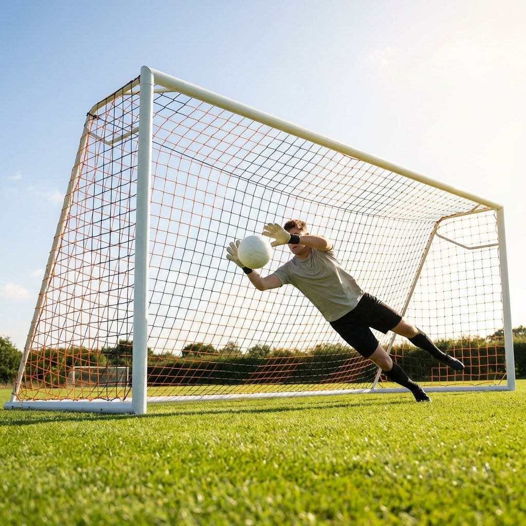 Football goal nets 24 x 8 ft, durable HDPE for clubs and schools