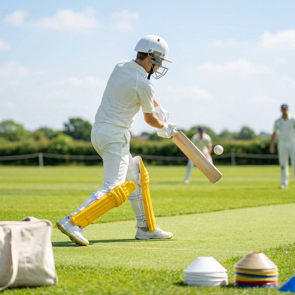 Colourful cricket batting pads in cotton and cane for short-form cricket
