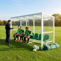 Heavy duty aluminium team shelter with moulded seats