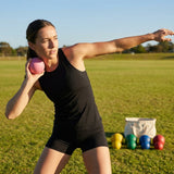 Indoor shot put ball with rubber casing for school use