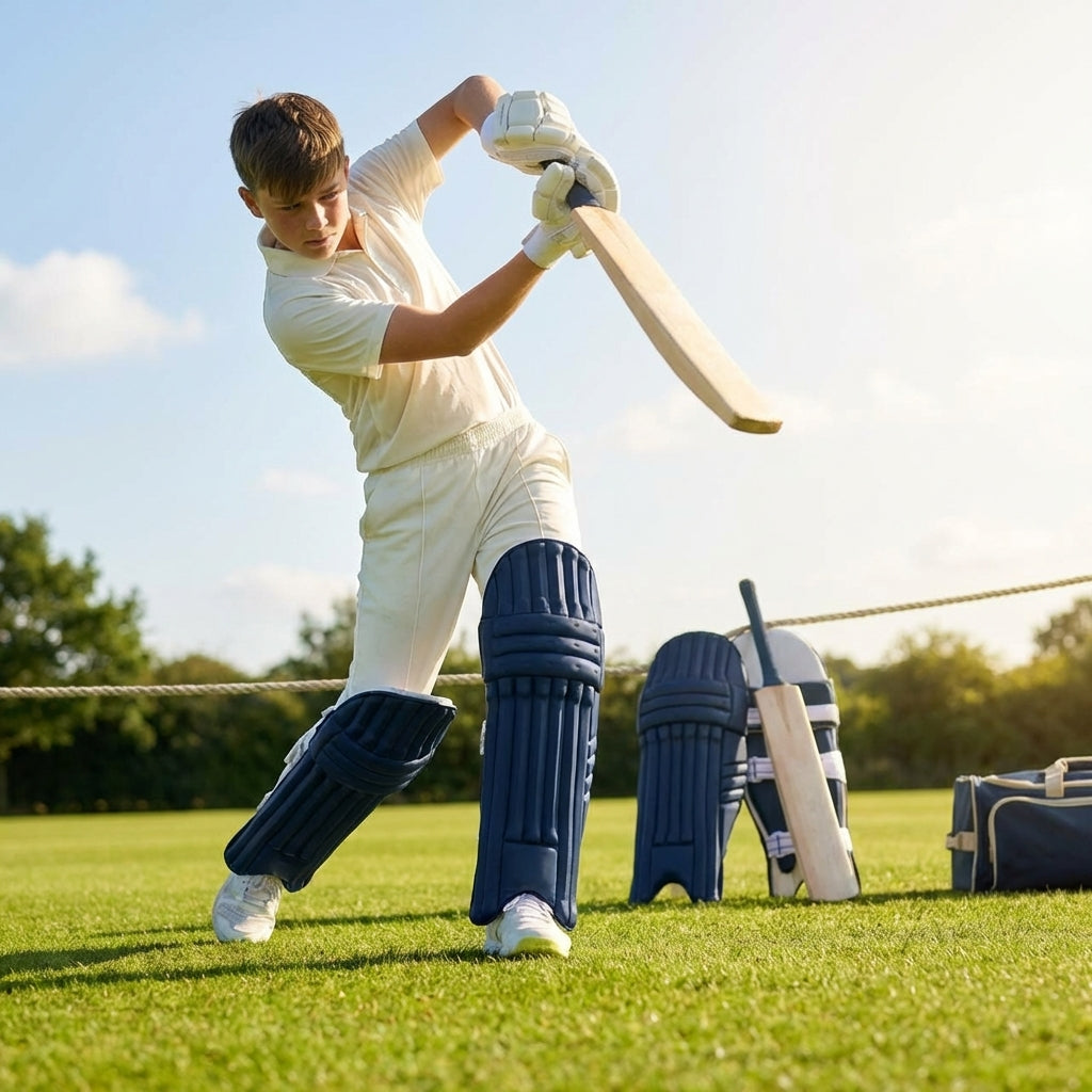 Colourful cricket batting pads in cotton and cane for short-form cricket