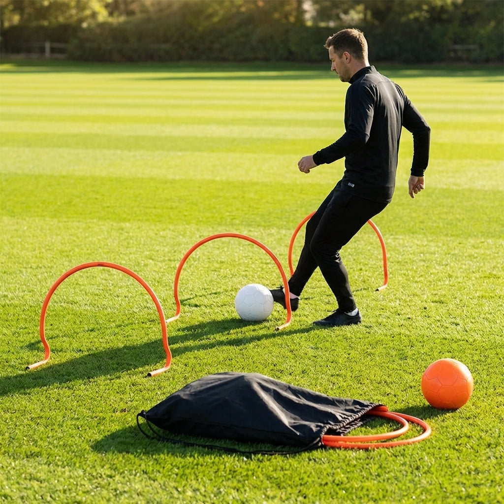Football training passing arcs made of 34mm PVC