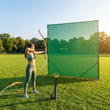 Archery netting stop system with steel frame and polyester mesh