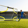Football goal target sheet with bright yellow banding for training