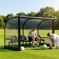 Fixed team shelter with aluminium frame and polycarbonate panels for sports