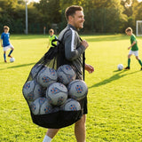 Football carry bag with 12 footballs, durable mesh