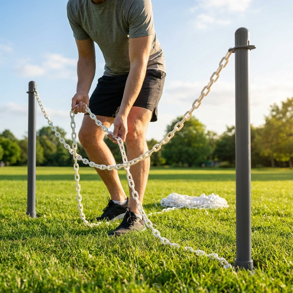 Plastic Chain Barrier in vibrant colours for versatile use