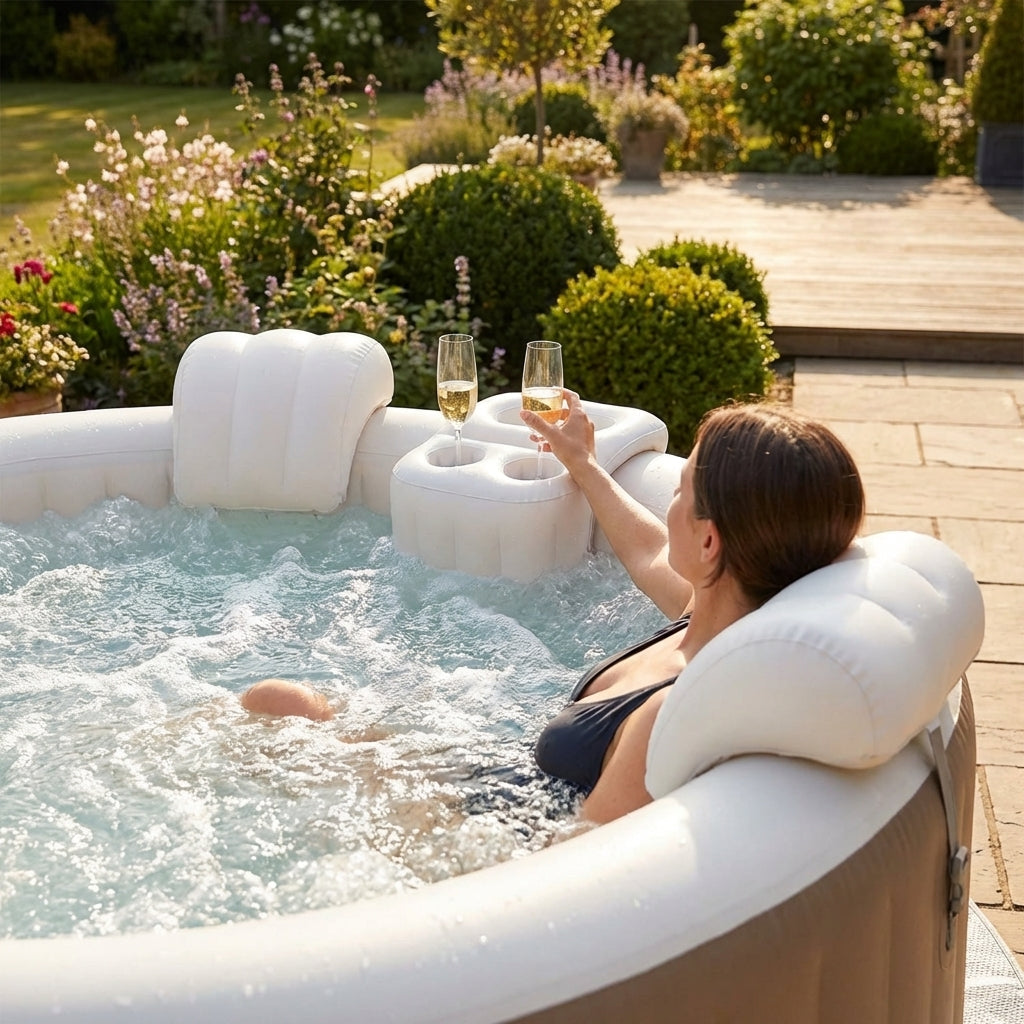 Hot Tub Comfort Set with Head Rests and Drinks Holder