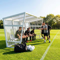 Heavy duty aluminium team shelter with moulded seats