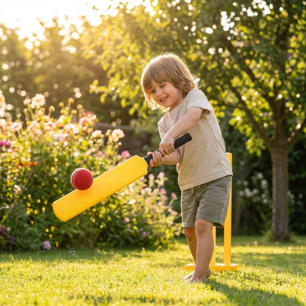 Garden Cricket Bat in Fluro Yellow for family use