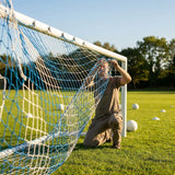 Football goal nets 24 x 8 ft, durable HDPE for clubs and schools