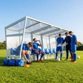 Heavy duty aluminium team shelter with moulded seats