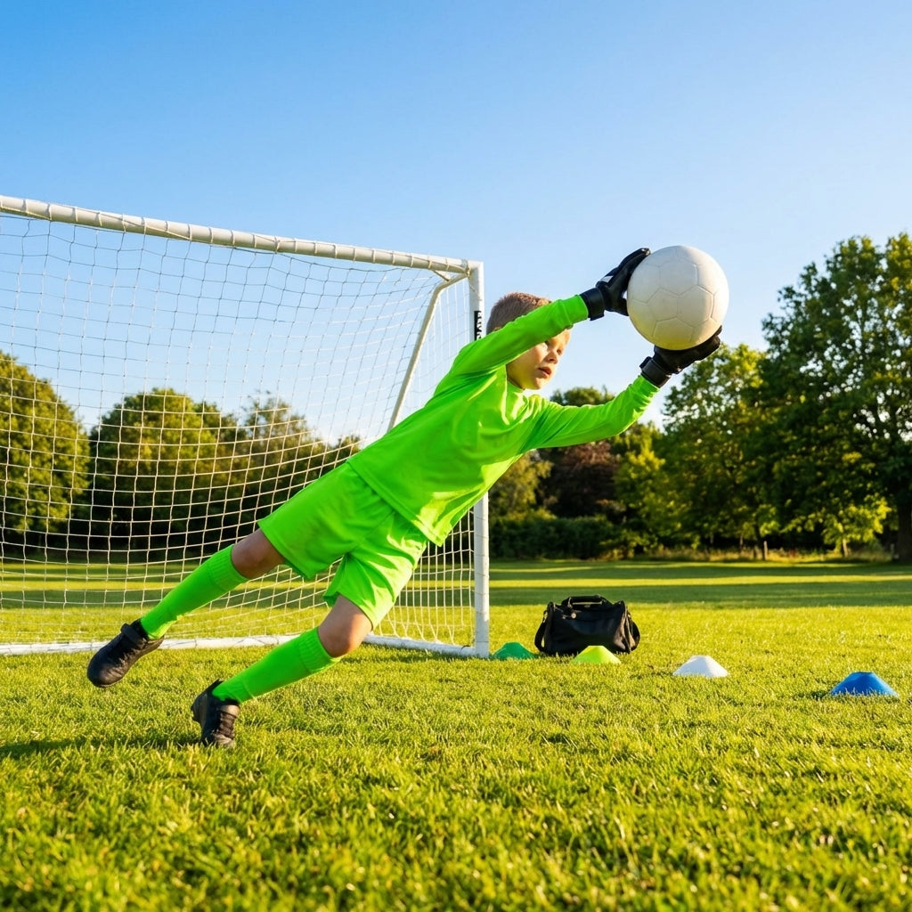 Kids' Goalkeeper Kit including shirt, shorts, and socks