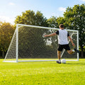 Aluminium socketed football goal with reinforced frame and weatherproof net