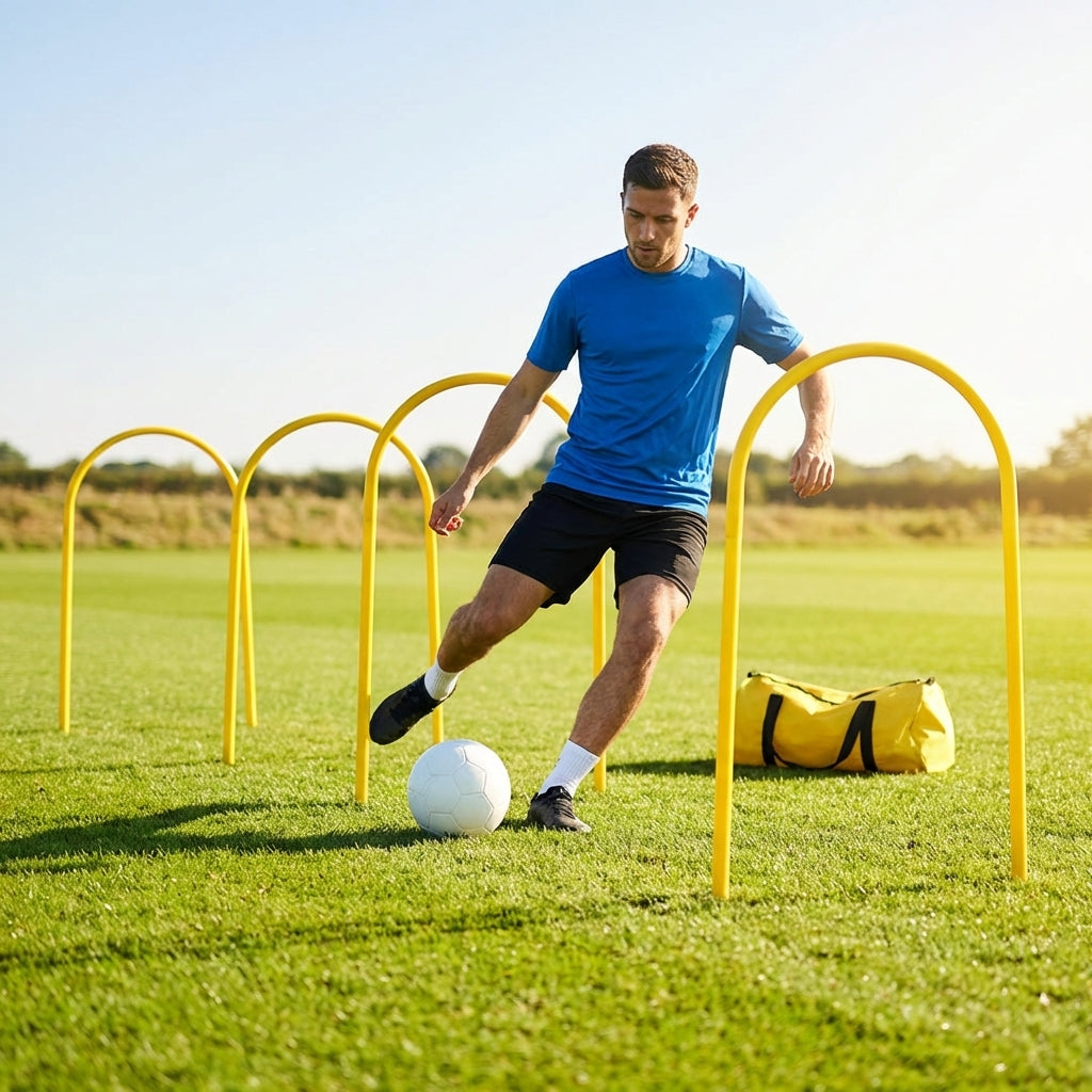 Football training passing arcs made of 34mm PVC