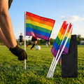 Football corner flag set with bright nylon flags and PVC poles