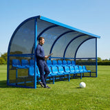 Aluminium team shelter with 16/22 seats for sports venues