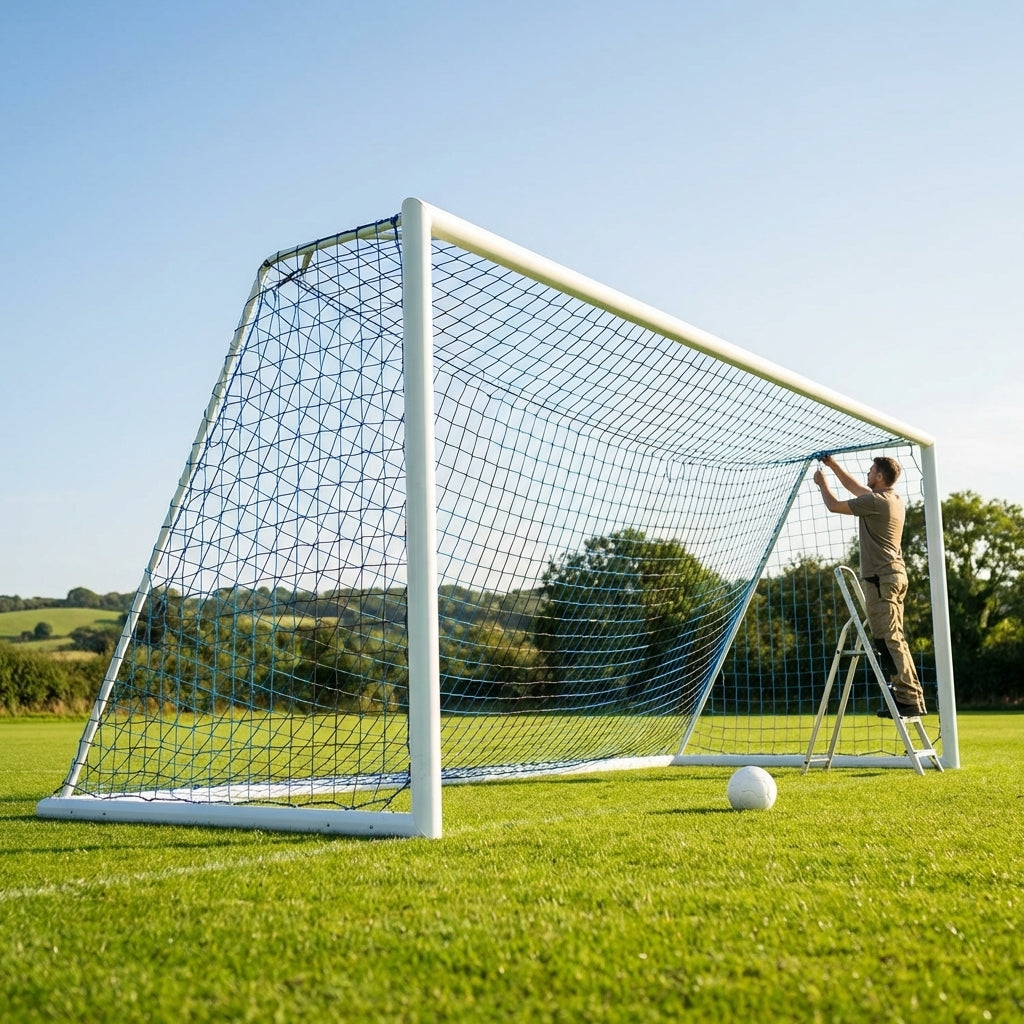 Football goal nets 24 x 8 ft, durable HDPE for clubs and schools