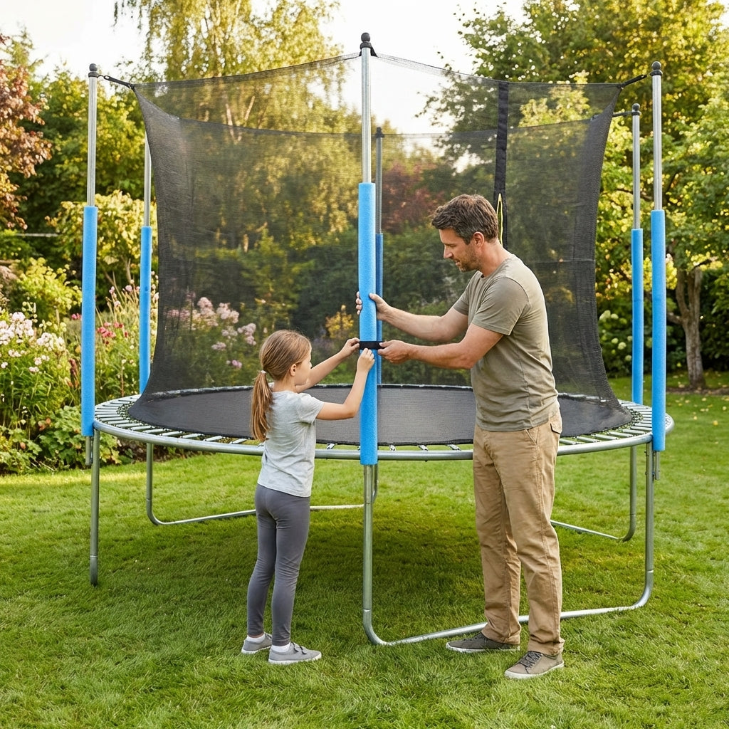 Replacement trampoline pole pads with cushioned protection for outdoor use