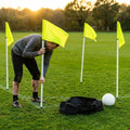 Football corner flag set with bright nylon flags and PVC poles
