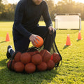 Football carry bag with 12 footballs, durable mesh