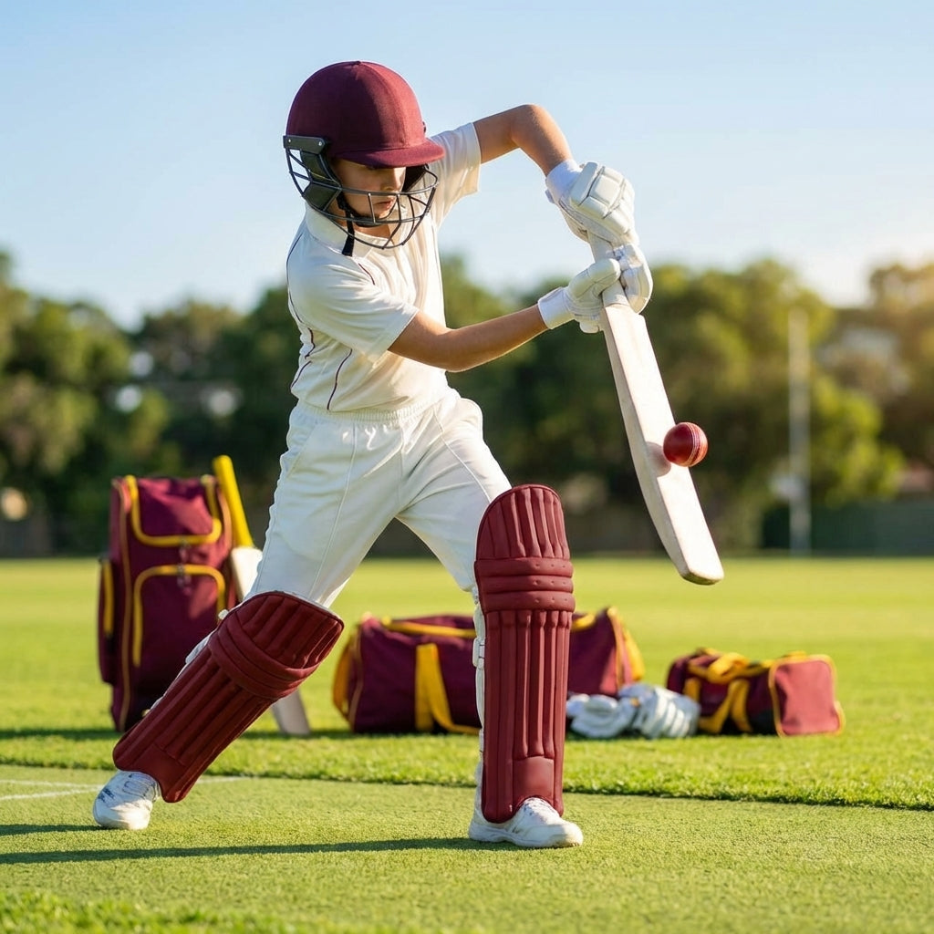 Colourful cricket batting pads in cotton and cane for short-form cricket