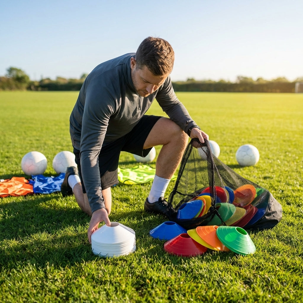 Mini flat disc markers in assorted colours for indoor and outdoor training