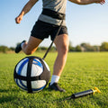 Football kick trainer with adjustable neoprene belt and training ball