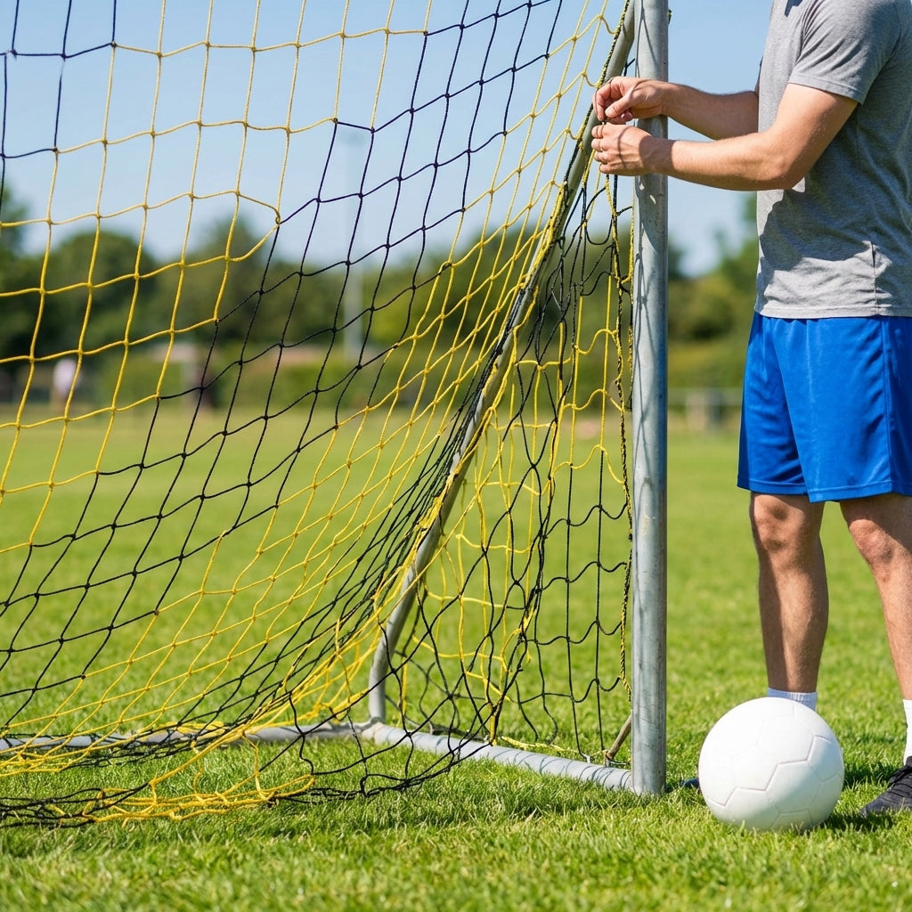 Football goal nets 24 x 8 ft, durable HDPE for clubs and schools