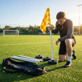 Football corner flag set with PVC poles and rubber bases