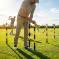Plastic post and chain set for soft grounds, available in 5 colours