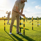 Plastic post and chain set for soft grounds, available in 5 colours