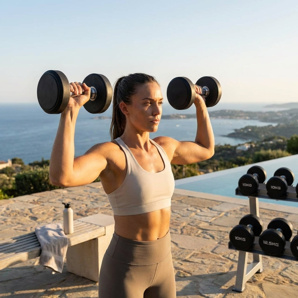 Urethane dumbbells with steel core, ideal for gyms