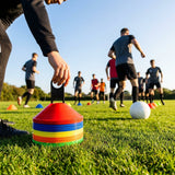Colourful training marker cones for sports fields
