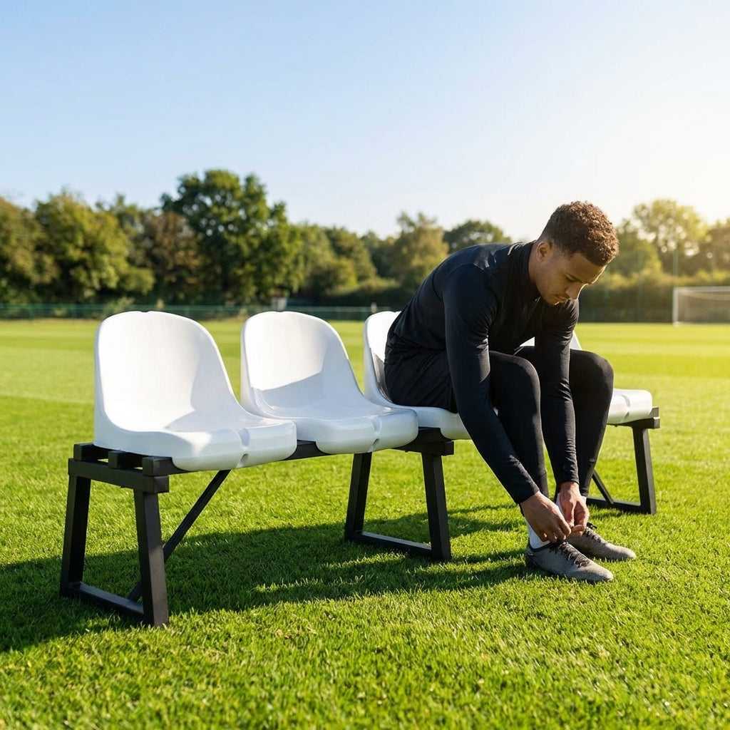 Aluminium sports bench with HDPE seats for indoor and outdoor use