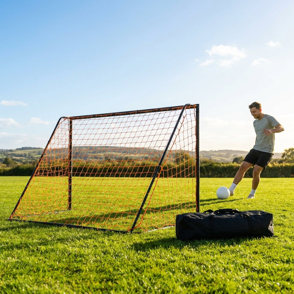 Beach football goal with fluorescent net and aluminium frame