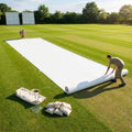 Heavy duty PVC cricket pitch covers in white for sports facilities