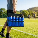 Set of 10 BPA-free 750ml sports water bottles with foldable carrier