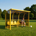 Fixed team shelter with aluminium frame and polycarbonate panels for sports