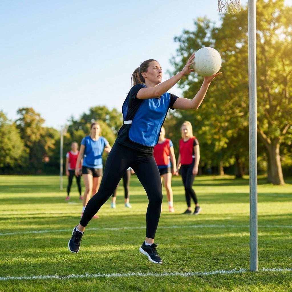 Vibrant netball bibs made of polyester mesh for schools and clubs
