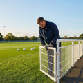 Football pitch barrier made of galvanised steel for club grounds