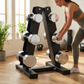 Dumbbell tree rack for home and gym, steel and rubber construction