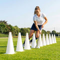 Bright hockey training marker cones in various sizes and colours