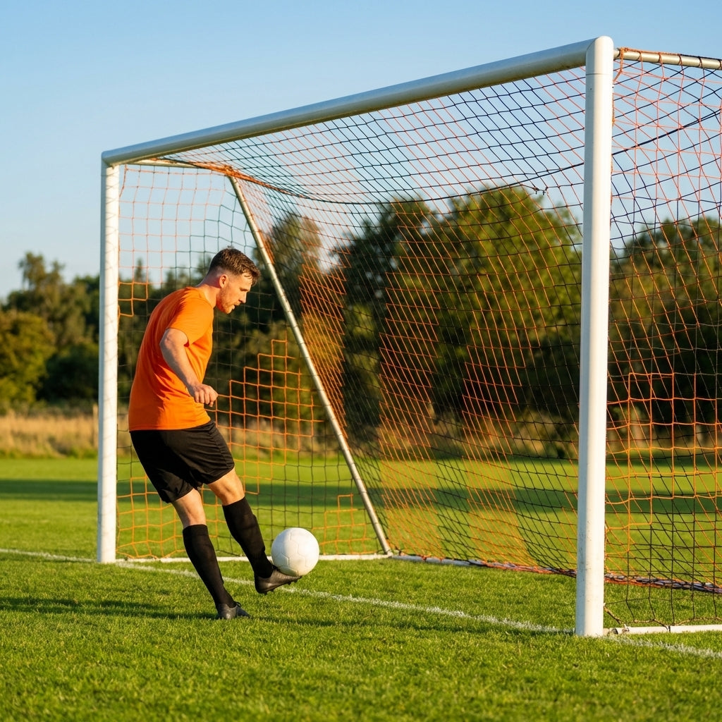 Multi-colour football goal nets for full-size goals