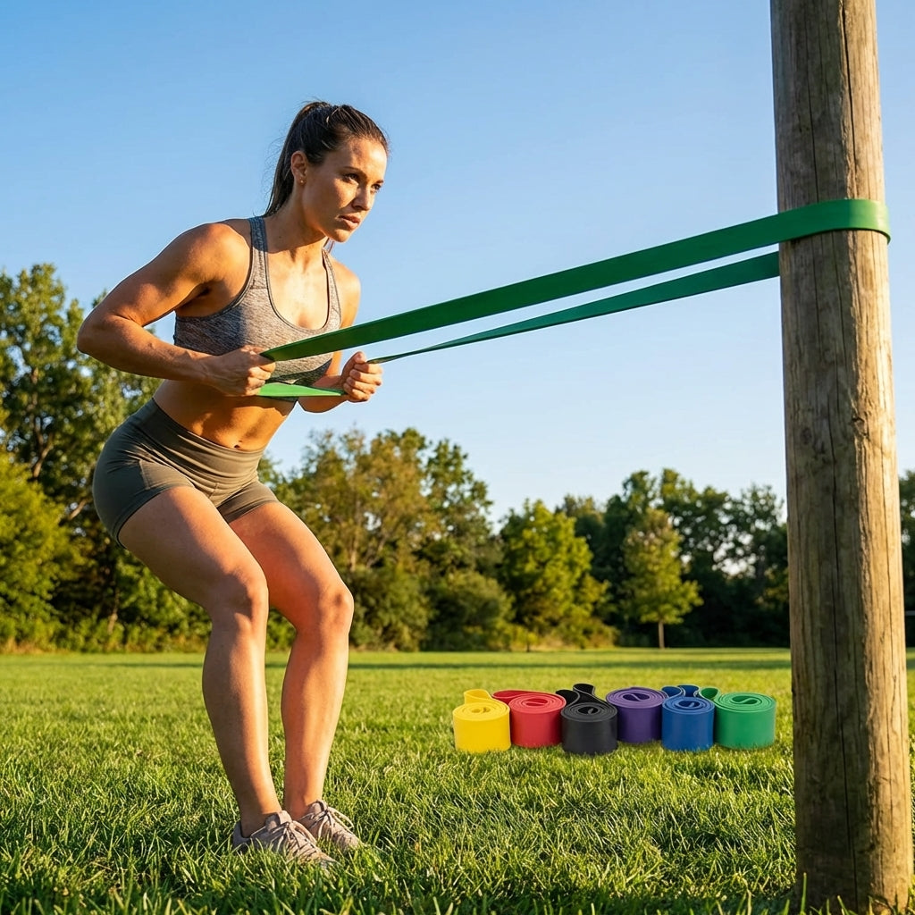 Multi-colour resistance bands made from natural latex for gym and home use