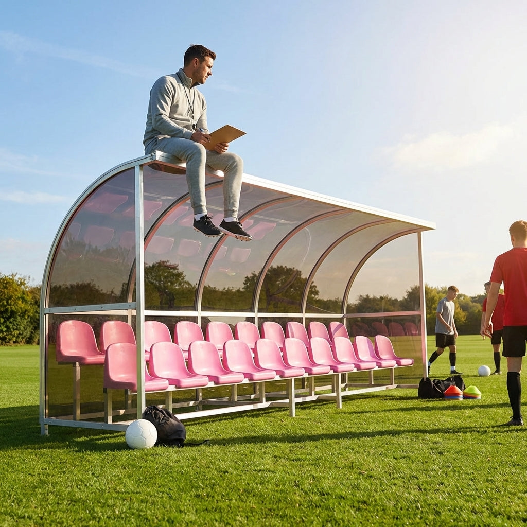 Aluminium team shelter with 16/22 seats for sports venues