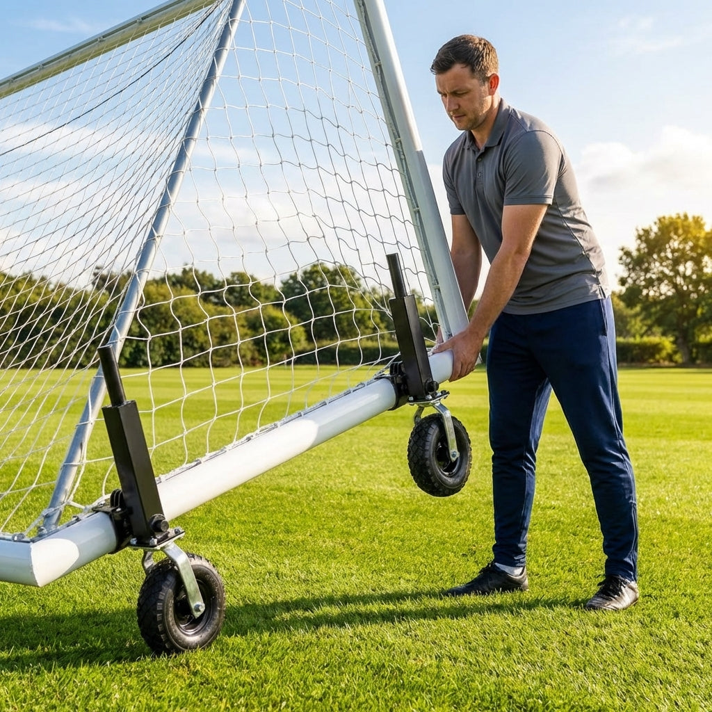 Football goal wheels with 360-degree rotation feature