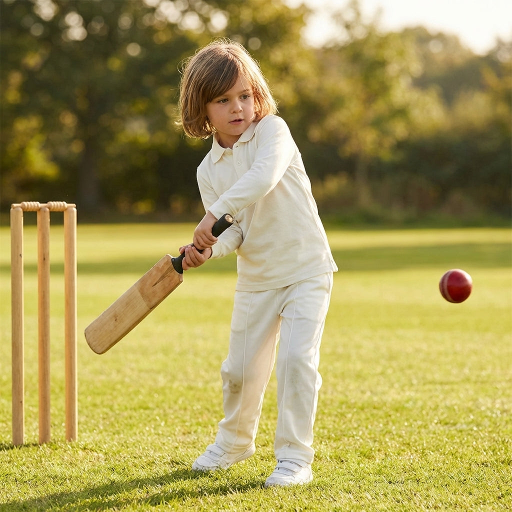 Kids cricket whites apparel in polyester, available in various sizes
