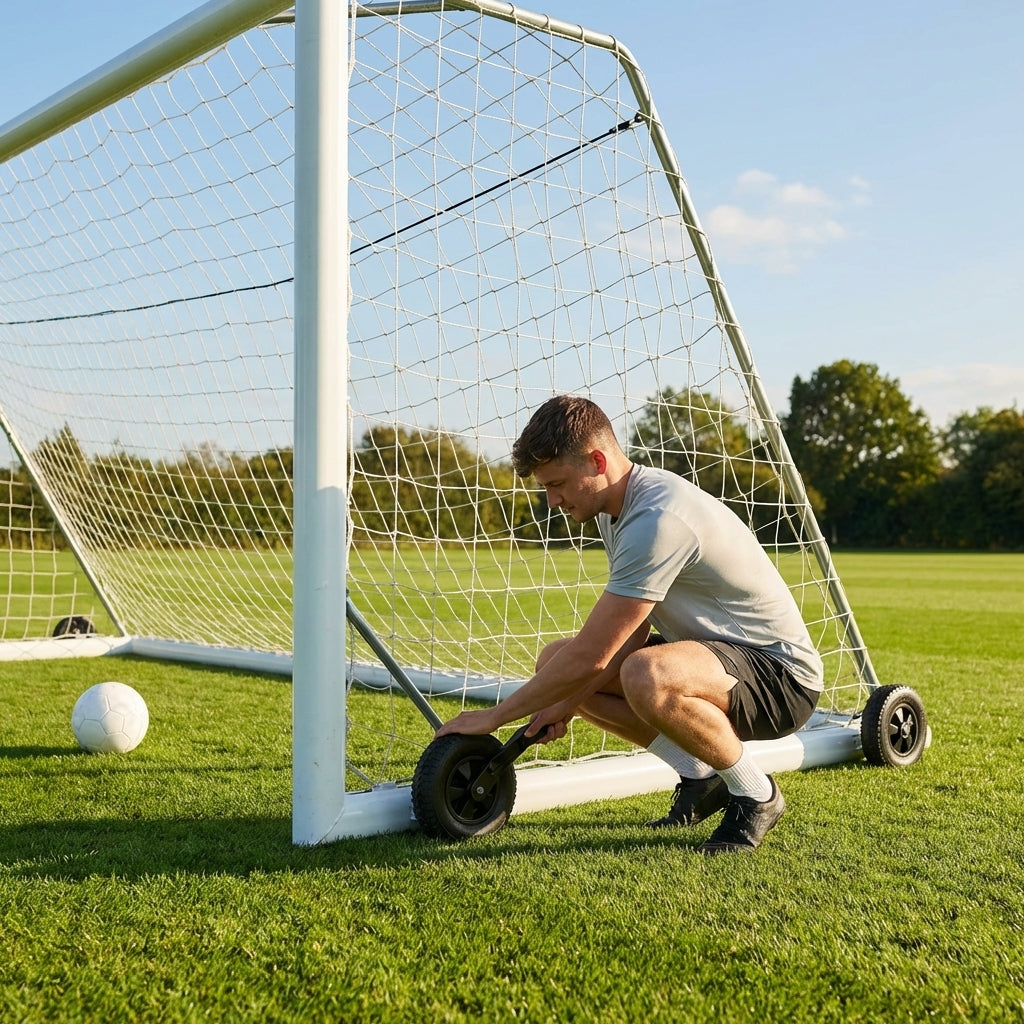 All-terrain football goal wheels for easy movement